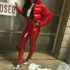 Cappotto a bolle di moda Casual Solido Colletto alla coreana Piumino corto da club per le donne PU Leather Winter Zip Thick Puffer Jackets 201217