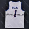 2020 New DePaul Blue Demons Basketball Jersey NCAA College 1 Romeo Weems Blanc Tout Cousu et Broderie Hommes Taille Jeunesse