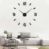 Grande horloge murale Quartz 3D bricolage grande montre décorative cuisine horloges acrylique miroir autocollant surdimensionné maison lettre décor 220115