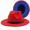 Chapéus de inverno mulheres homens retalhos fedora chapéus mulheres largo borda cinto banda clássico vestido de casamento igreja diferente cores felted chapéus