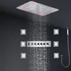 Bathroom Music Shower Set LED Shower Head Panel Multi Functions Thermostatic Diverter Valve Faucets With Massage Body Jets