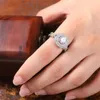 Vintage mode -sieraden 925 Sterling Silver Rose Gold Round Cut White Topaz CZ Diamond Gemstones Women Wedding Engagemeny Band Ring Set