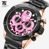 T5 - montre de sport de luxe pour hommes, minuterie à quartz, étanche, rose, or et noir