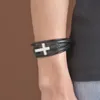 Klassisk design skiktad läder rostfritt stål kors charm armband för par gåva