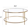US Stock Round Base Table Basse Or Modren ACCENT Table en verre trempé Table d'appoint pour salon à la maison Top en miroir / Or Cadre d'or A15