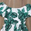 Toddler baby flicka prinsessan mode grönt blad utskrift romper kläder sommar ett stycken kläder barn kläder roupas menina g220217