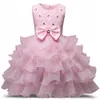 0-2 anni Big Bow Baby Girl Clothes Summer Girls Pizzo Flower Ball Gown Un anno Birthday Girl Dress Bebes Fille Robe De Bapteme LJ201221