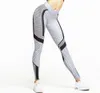 Novo preto e branco favo de mel imprimiu leggings femininos calças de cintura alta push up fitness leggings elastic slim jeggings lj201006