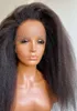 Yaki Kinky Full Lace Human Hair Wig Glueless 360 Frontal Wigs For Black Women 130% Density Natural Color Diva1