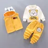 Children Clothes Autumn Winter Wool Toddler Boys Clothes Set Cotton Tops+Vest+Pants 3pcs Kids Sports Suit For Baby Boys Clothes 201128