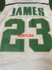 Maglia da basket LeBron 23 James St. Maglie retrò irlandesi della High School cucite bianco giallo verde