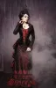 그리고 Black Bury Vintage Wedding Dresses 신부 가운 Veet Long Sleeves 고딕 높은 목에 맞춤형 캐슬 ruffles pleats vestido de novia