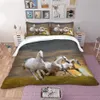 3D -sängkläder Vit Twin Queen King täcke täcke Set Black Horse Twin Full Nords Bedding Set For Adult Child Kids Home Bedclothes L9650797