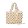 Retrovävd Mary pearl handväska mode damfest med axelväska väska korg pearl lady bag Handväska
