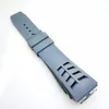 25mm 20mm Grey Watch Band Clasp Rubber Strap For RM011 RM 50-03 RM50-01274T