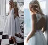 2022 Cute White Ivory Short Wedding Dress V-neck Vintage Tea-length Bridal Gowns Backless A Line Bride Dress Vestido Novia Robe De Mariée