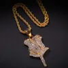 Hip Hop Rose Fleur Pendentif Collier Iced Out Bling Hommes Bijoux Colliers