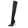 Vente chaude-sur le genou bout pointu Long Tube hiver automne femmes chaussures mode sexy Stretch mince bottes Y1201