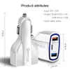 Car Charger Adapter QC 3.0 Fast 3 Port 7A/35W Cigarette Lighter USB Type-C Chargers Quick Charge Dual-Port With LED Light