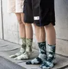 Couples Men and Women Socks Cotton Colorful Vortex Tie-dye Harajuku Hip Hop Skateboard Funny Happy Weed Tube Socks GC720