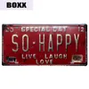 2021 Happy Life License Plate Metal Painting Store Bar Wall Decoration Tin Signs Vintage Letter printed Family House Home Decor Pl7366992