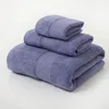 3PCS Serviette Set Solide Couleur Coton Grande Épaisse Serviette De Bain Salle De Bain Main Visage Serviettes De Douche Maison Pour Adultes Enfants toalla de ducha Y200428