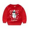Jul O-hals tröja för pojkar tröjor för flickor Snowman Santa Clauss Sweatshirt Year's Red Sweater Christmas Tree LJ201216