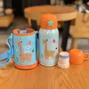 Copo de alimentação do bebê com tampa de leite de aço inoxidável térmicas para crianças isoladas garrafa de água vazão-Poof thermal copo 220108