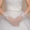 Luxe-nieuwe bruid parel handschoenen Eenvoudige gaas zomer korte strikleercy