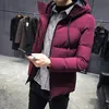 남자 다운 파카 남성용 코튼 코트 단단한 컬러 후드 지퍼 바람 증거 두꺼운 따뜻한 야외 겨울 캐주얼 패션 남성 품질 Parka1
