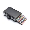 Ochrona blokowania RFID Mężczyźni Id Uchwyt Karty Kredytowej Portfel Skórzany Metalowy Aluminium Business Card Case Case CreditCard Posiadacz karty