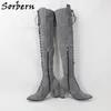 Sorbern Custom Block Heel Boots Pointed Toe Lace Up Platform Shoes Drag Queen Cosplay High Heel Plus Size 15 16 17