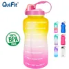 QuiFit 2L 3.8L Galon Tritan Spor Su Şişesi Ile Saman Büyük Protein Çalkalayıcı İçecek Şişeleri Kabak Kupası Sürahi BPA Ücretsiz Açık Spor Salonu 201221