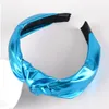 Lyxig enkel PU Läder Top Knot Wide Headband Hair Hoop för Kvinnor Bow Knotted Hair Hoop Bands Kvinna Hårband