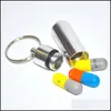 Keychains mode -accessoires waterdichte sleutelhanger aluminium pil doos kas fles cache houder container sleutelhangerse geneeskunde pakket gezondheidszorg