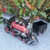 Modèle de train de locomotive à vapeur à la main Creative Vintage Metal Craft Ornements Décoration de la maison Miniature Craft Enfants Jouet de Noël T200710
