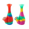 Mini Silicone bong colored Portable folding recycler Smoking Glass Water Bongs 155 mm waters Hookahs