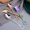 Rostfritt stål Spooni Shovel Shape Kaffe Ice Cream Desserter Scoop Frukt Vattenmelon Square Spoons Creative Kitchen Tools T9i001085