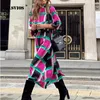 Robes décontractées Dames Mode Col Roulé Imprimé Robe A-ligne Printemps Été Femmes Demi Manches Élégant Trajet Streetwear Slim Fête