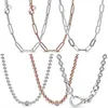 925 Sterling Silver Chunky Infinity Knot Bead & Pave Me Link Snake Chain Sliding Necklace for Popular Charm Diy Jewelry