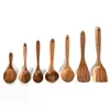 Vajilla de madera de teca Cuchara Colador Mango largo Antiadherente de madera Espátula de cocina especial Utensilios de cocina Utensilios de cocina Regalo DBC BH4472