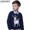 Herbst Winter Neue Kinder Cartoon Weihnachten Hirsch Pullover Mantel Kinder Kleidung Baby Baumwolle Dicke Wolle Top Jungen Mädchen Pullover 201128