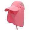 Outdoor Wide Brim Hat Up F 50+ UV Solskydd Vattentät Andningsbar Ansikts Neck Flap Cover Folding Sun Hattar Cap Föräldra-Barn för män / Kvinnor