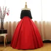 czerwona rękaw gown ball suknia