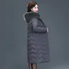 Jaquetas de Wintet das mulheres X-Long Capuz Plus Size Parkas do sexo feminino com gola de pele Escritório Senhoras Slim Algodão Acolchoado Revestimento grosso Outwear 20125