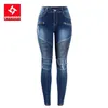 2077 Youaxon Women's Motorcycle Biker Zip Mid High Waist Stretch Denim Skinny Pants Motor Jeans för Kvinnor Trend Kläder 220310