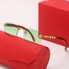 Бренд Carti Glasses Designer Солнцезащитные очки для мужчин Женские черные коричневые красные линзы спорт без оправы буйвол бокалы для солнцезащитных очков