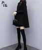 A16 autumn and winter cloak black wool in the long section loose British wind woolen coat female 201215