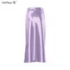 Mnealways18 Solid Purple Satin Silk Skirt Women High Waisted Summer Long Skirt New 2020 Elegant Ladies Office Skirts Midi Spring LJ200820