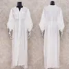 2020 Sommar Kvinnor Plus Storlek Beachwear Cover-Ups Vit Bomull Tunika Strand Wrap Bath Dress Swim Suit Bikini Cover Up Woman # Q717 T200708